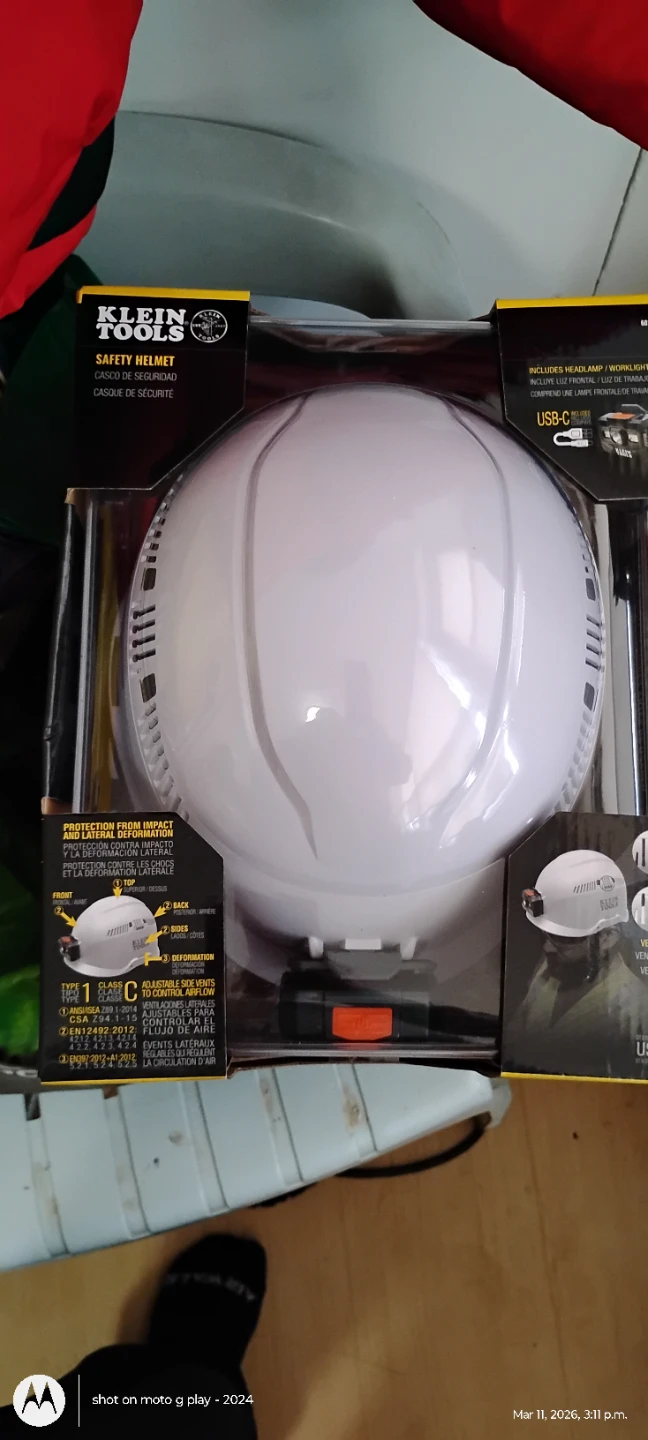 Klein Tools White Safety Helmet with Headlamp