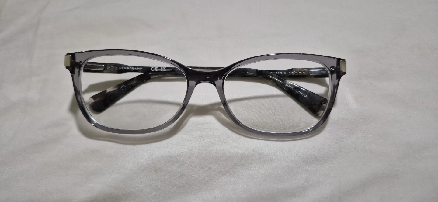 Longchamp Eyeglasses Frames Grey Marble Pattern Cat Eye