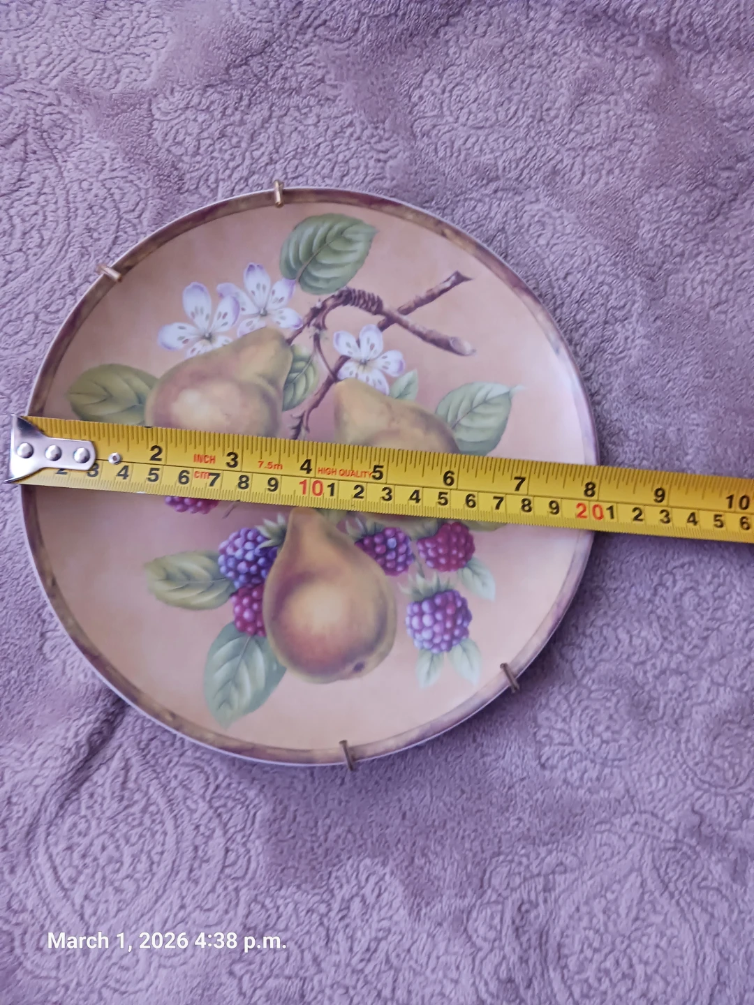 HomeSense Decorative Plate with Pears and Berries