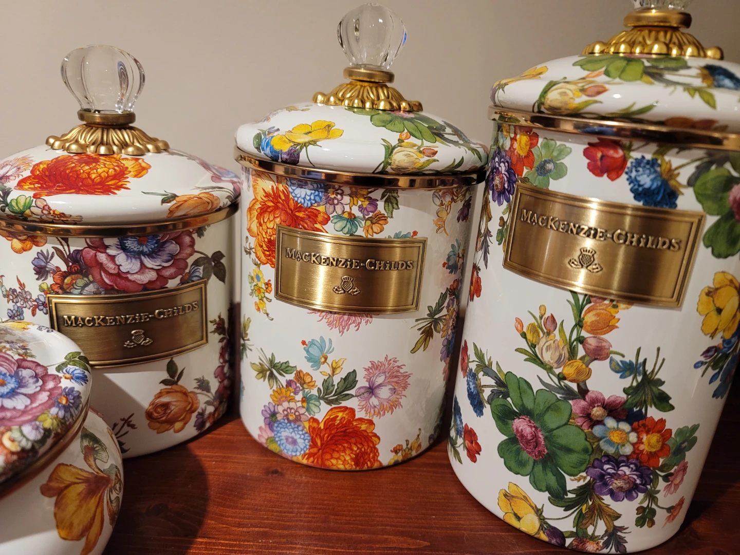 NEW Mackenzie Childs Flower Market Canisters (Set of 4)