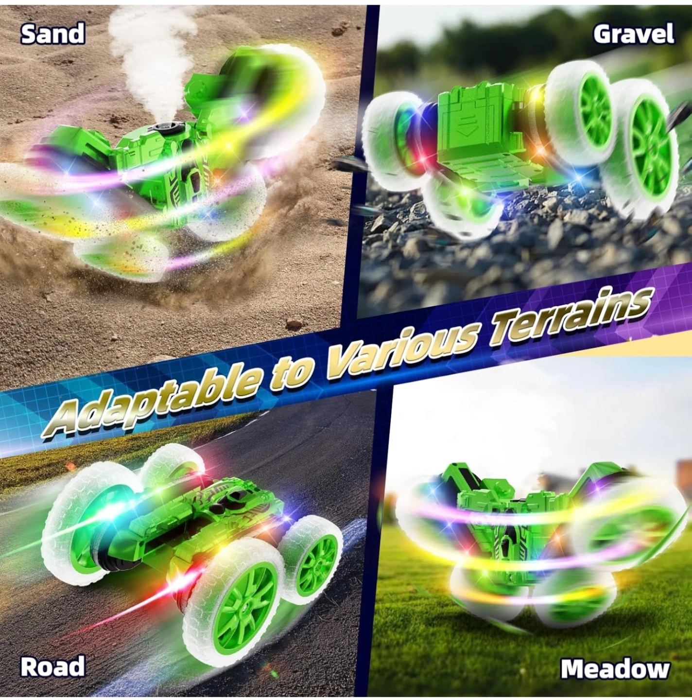 Green RC Stunt Car with Remote Control and Extra Batteries - photo 4