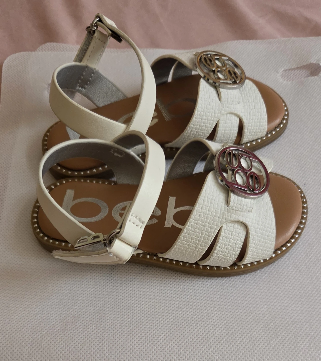Bebe White Embellished Strap Sandals - Kids Size - photo 2