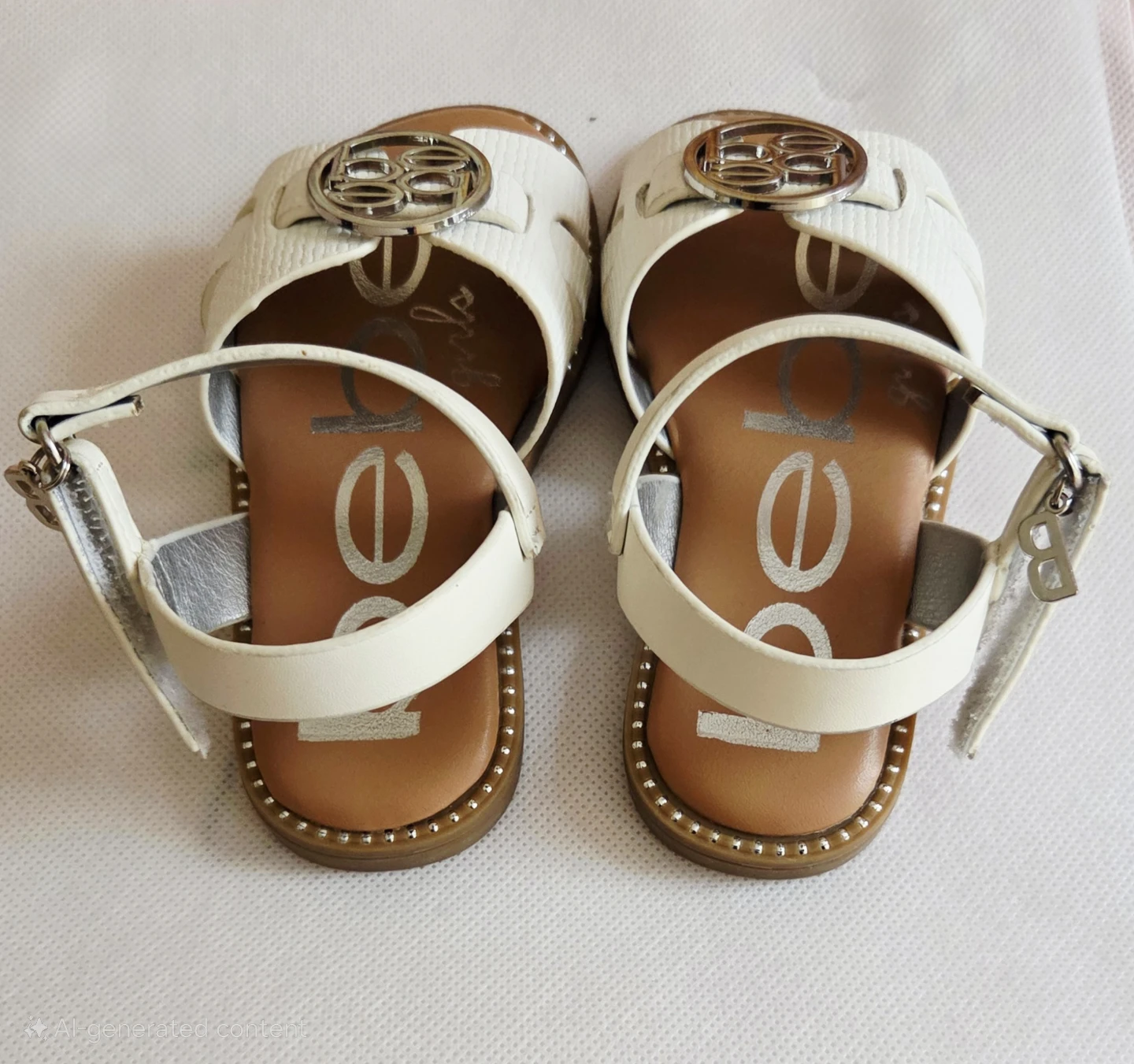 Bebe White Embellished Strap Sandals - Kids Size - photo 3