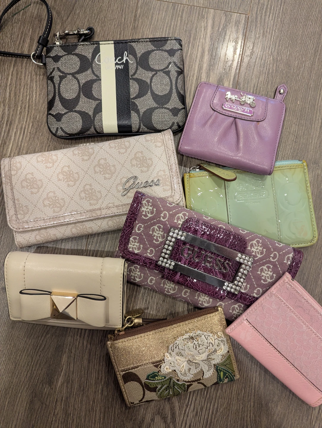 Brand name wallets and wristlets
