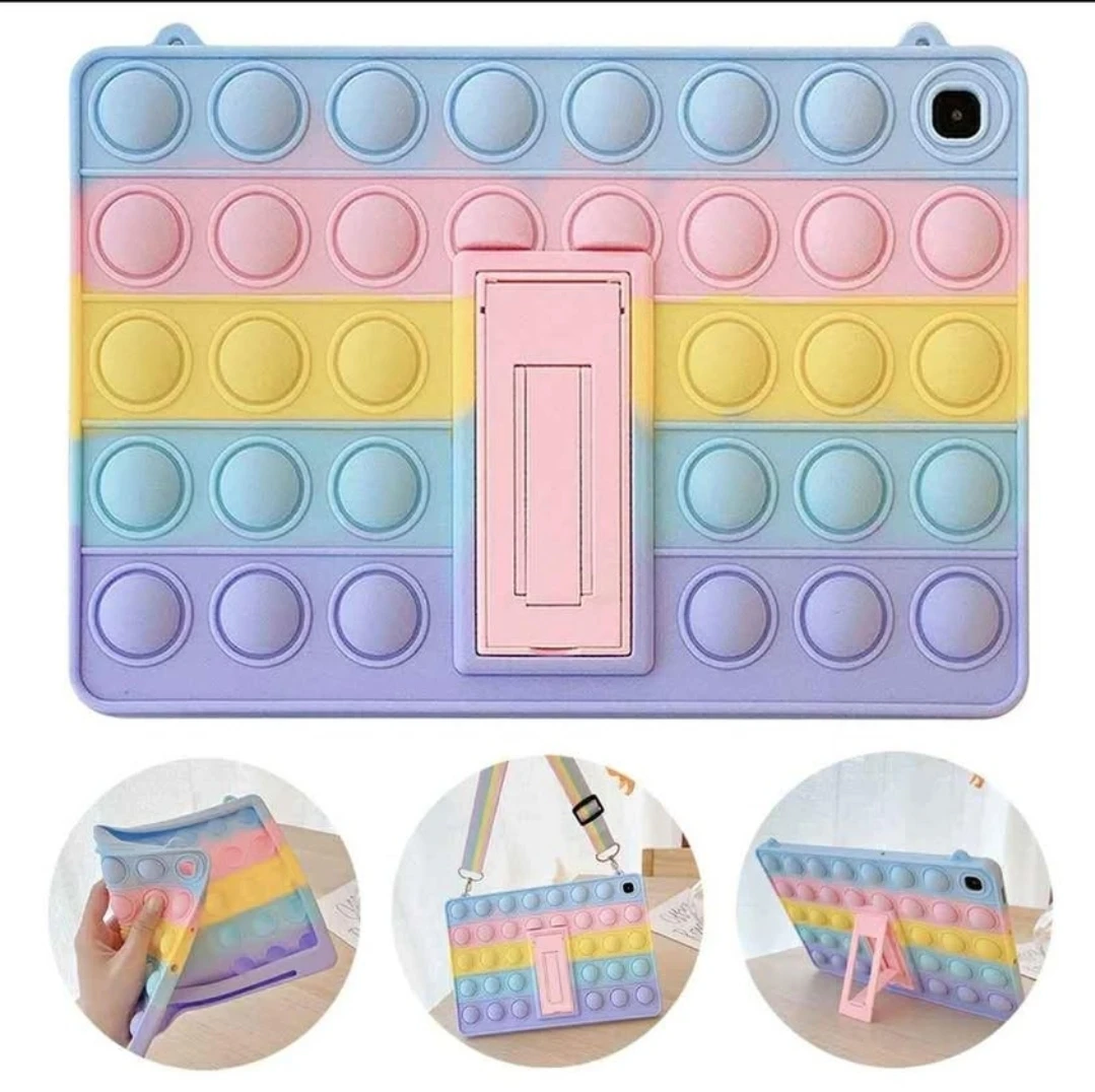 Tablet Case with Pop It Fidget Toy Stand and Strap