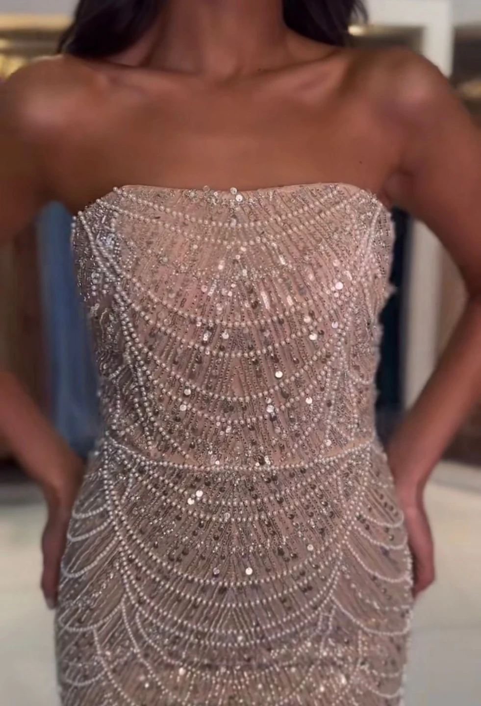 Sparkly Beaded Maxi Dress with Cape - photo 5