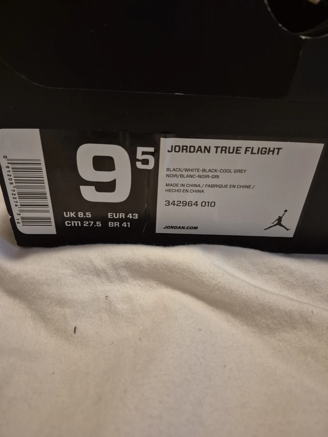 Jordan True Flight Sneakers - Black/White, Size 9.5 - photo 5