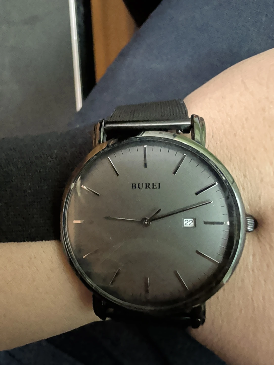 BUREI Watch - Black Mesh Band, Date Window