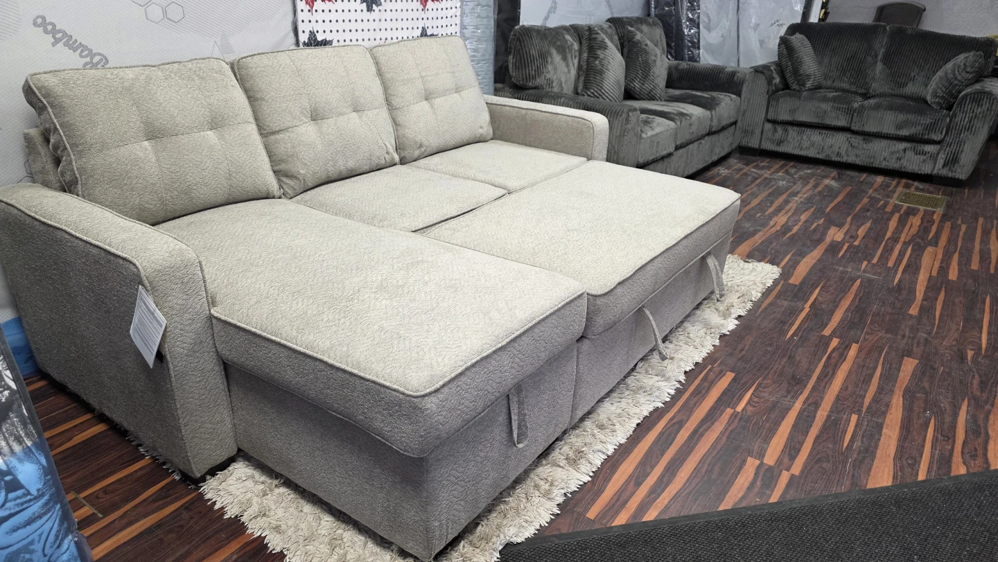 Brand new Light Grey Sectional Sofa with Storage and bed. - photo 2