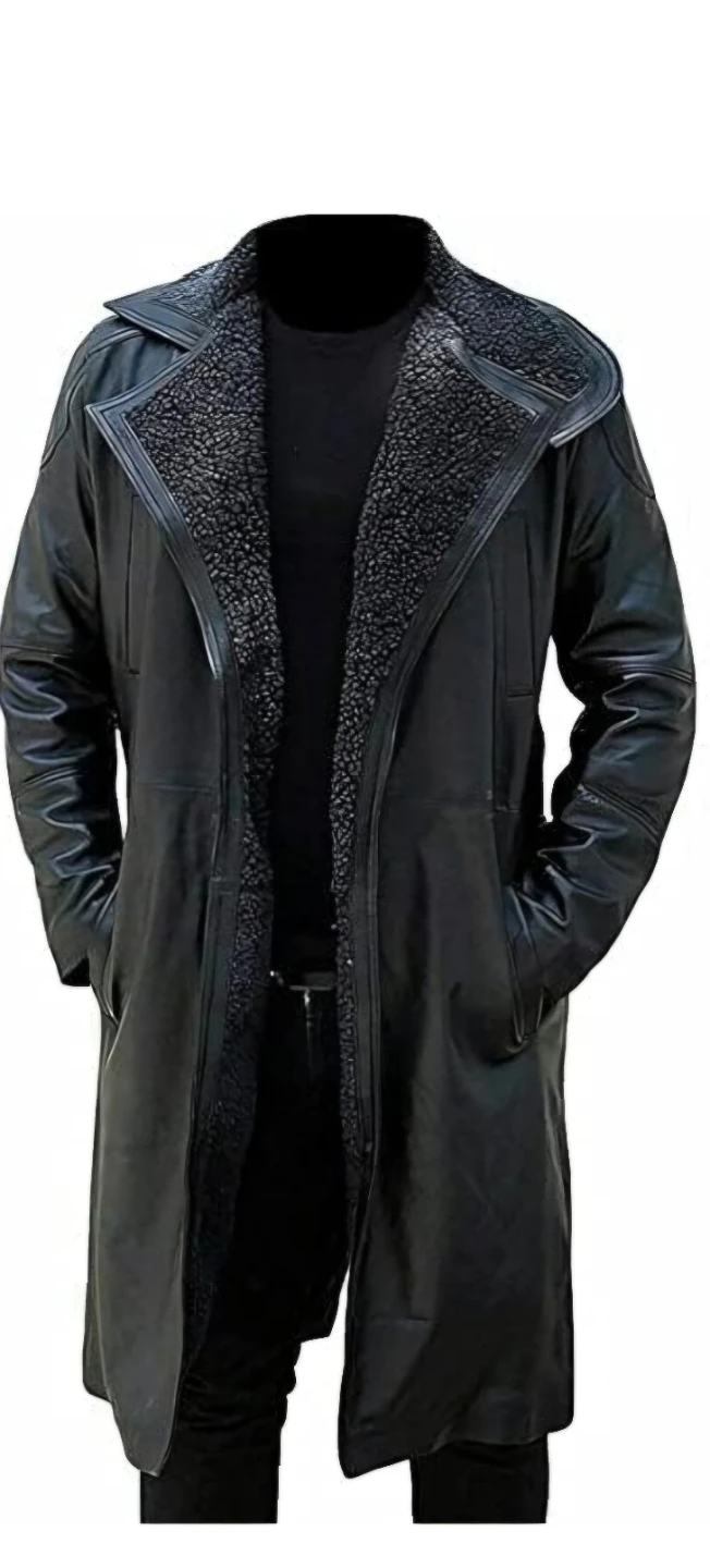 Black Long Leather Trench Coat