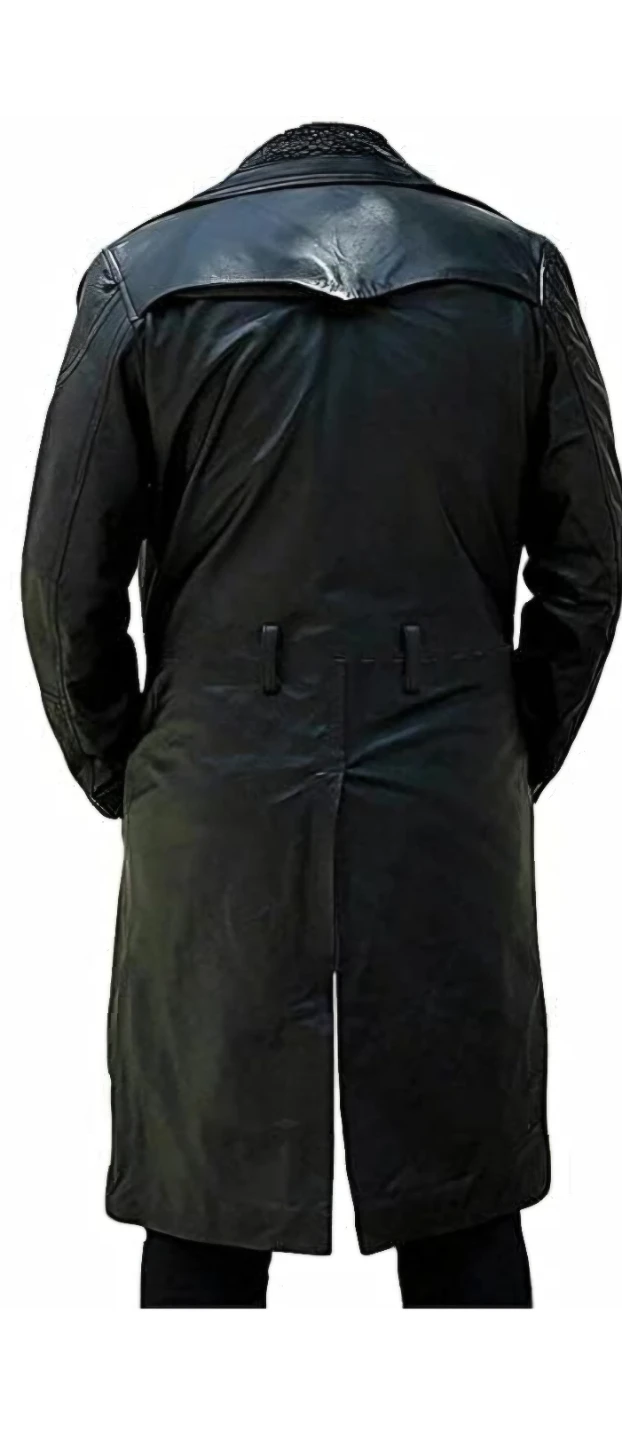 Black Long Leather Trench Coat - photo 2
