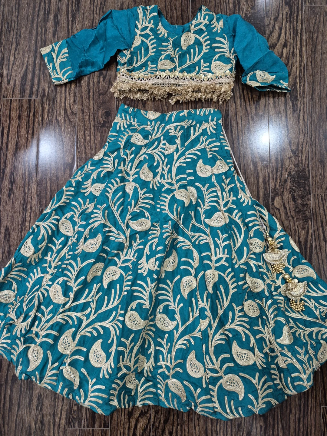Teal Embroidered Lehenga Choli Set