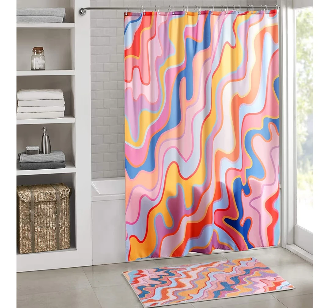 Retro Swirl Shower Curtain 36" x 72"