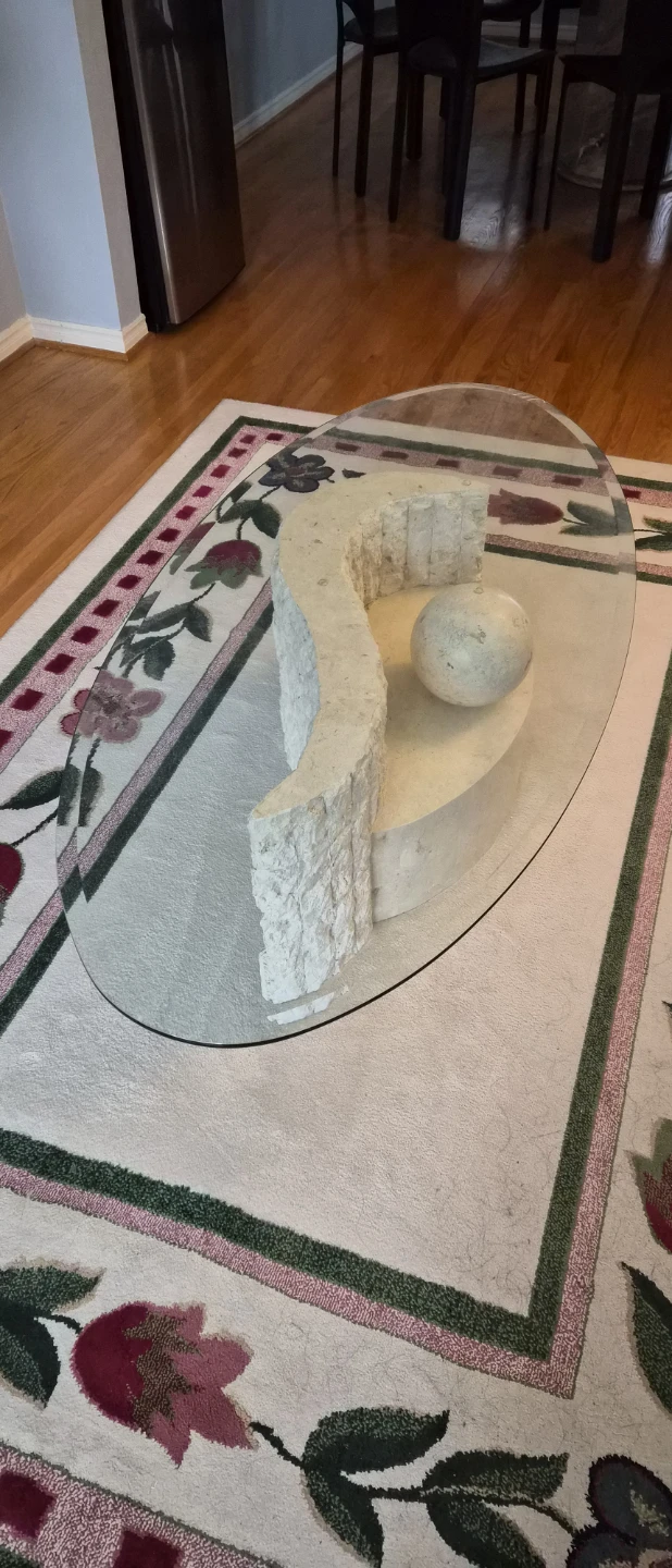 Glass Top Coffee Table with Stone Base - photo 2