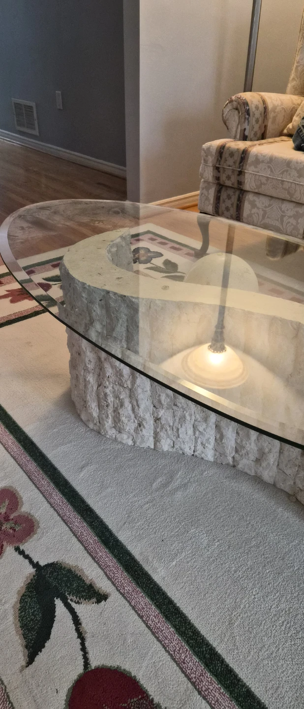 Glass Top Coffee Table with Stone Base - photo 4