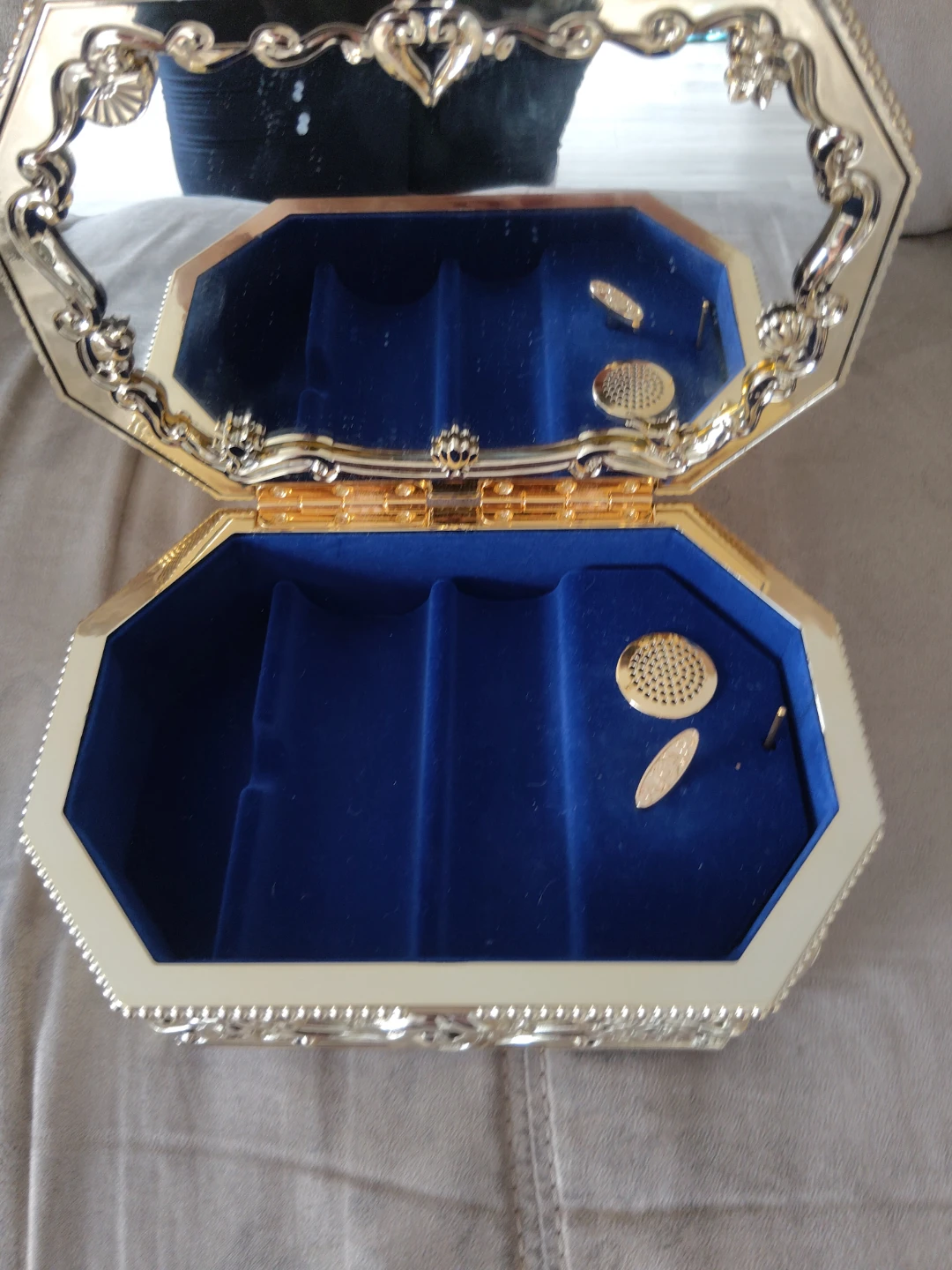 Ornate Octagonal Mirrored Jewelry Box
