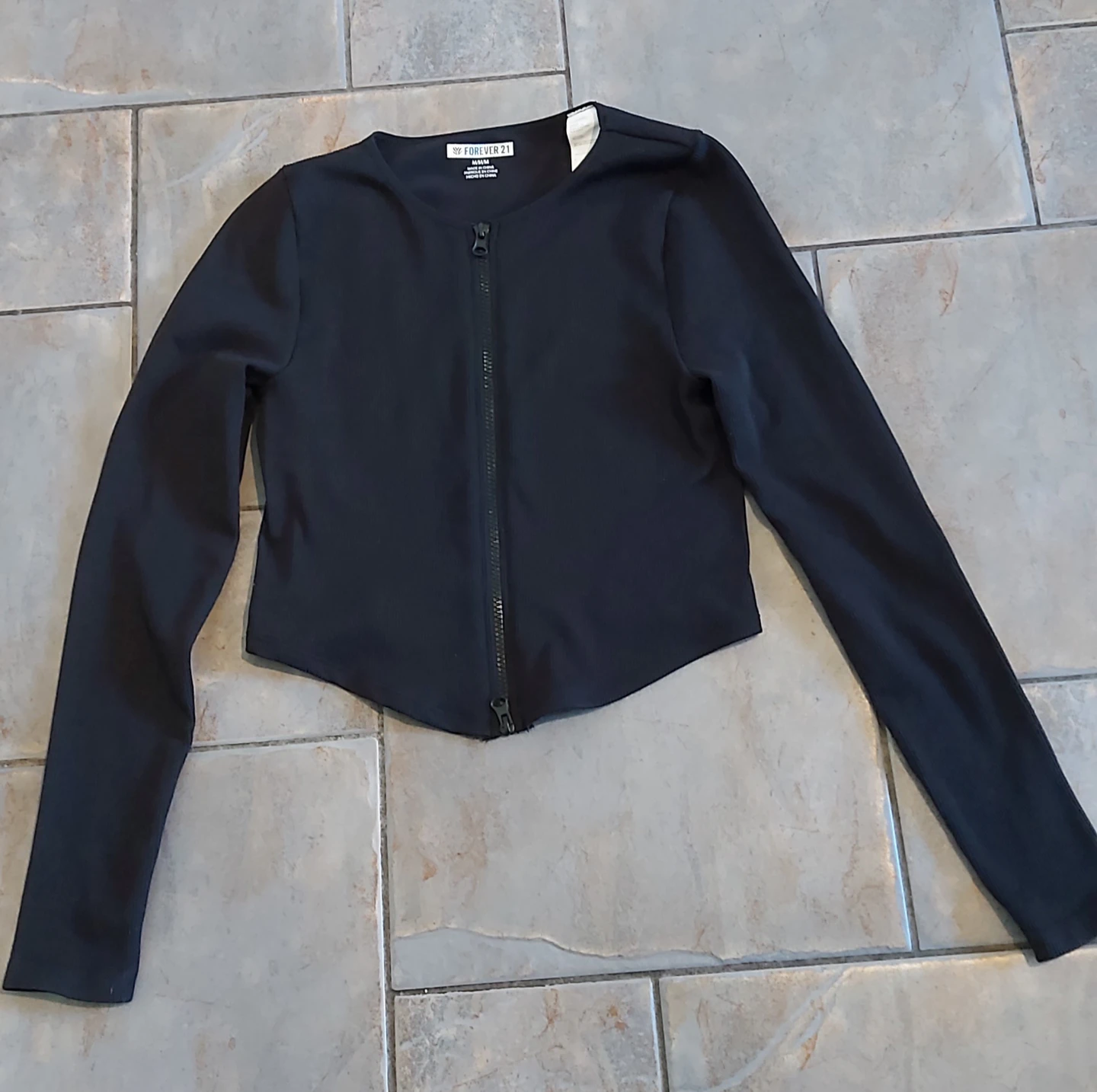 Forever 21 Zip-Up Cropped Cardigans (White & Black) - photo 2