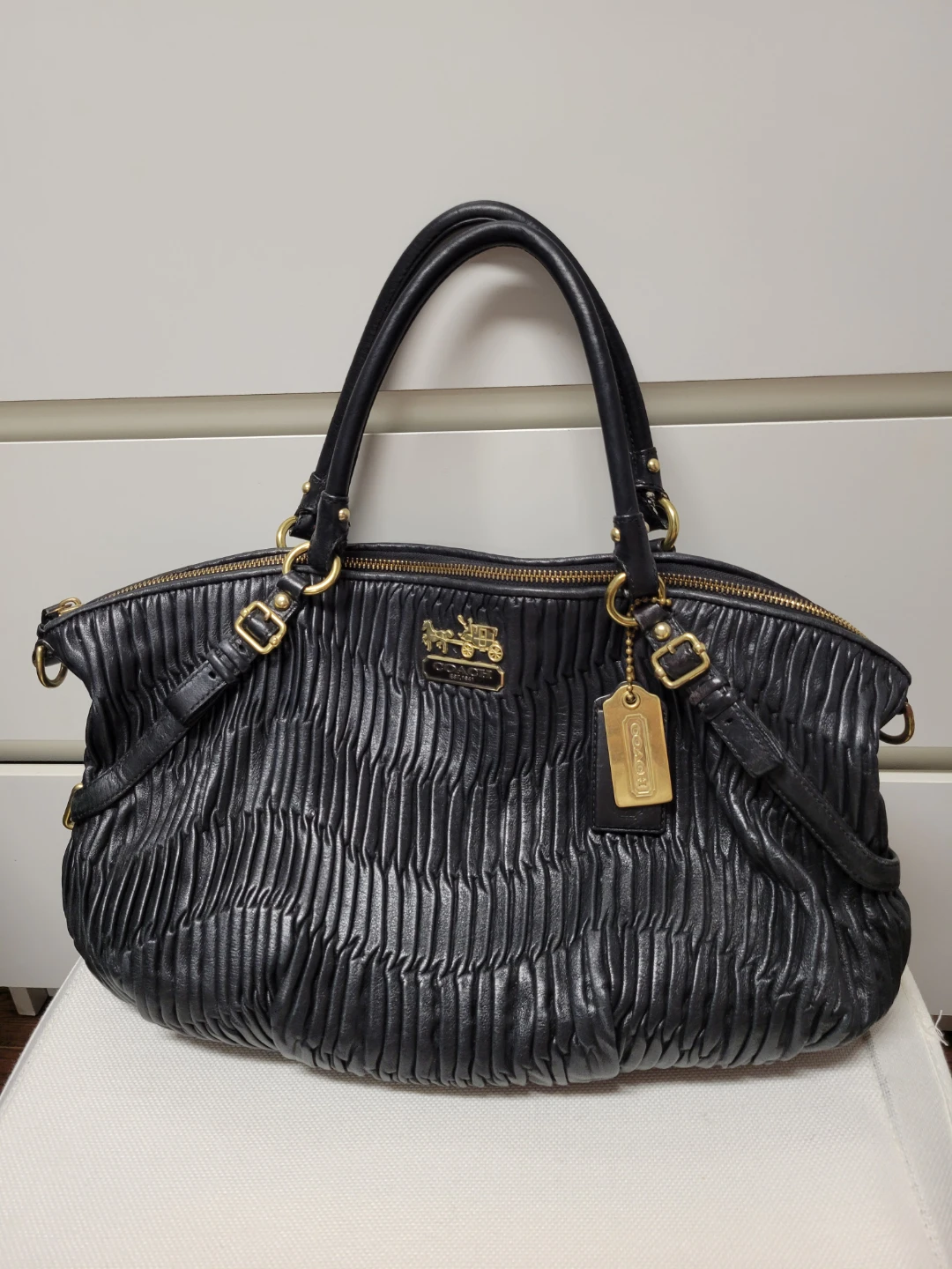 Vintage Coach Madison Gathered Leather Satchel