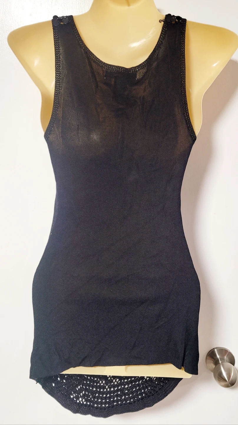 DESIGN HISTORY Black Sequin Tank/Dress Top Size S - photo 2