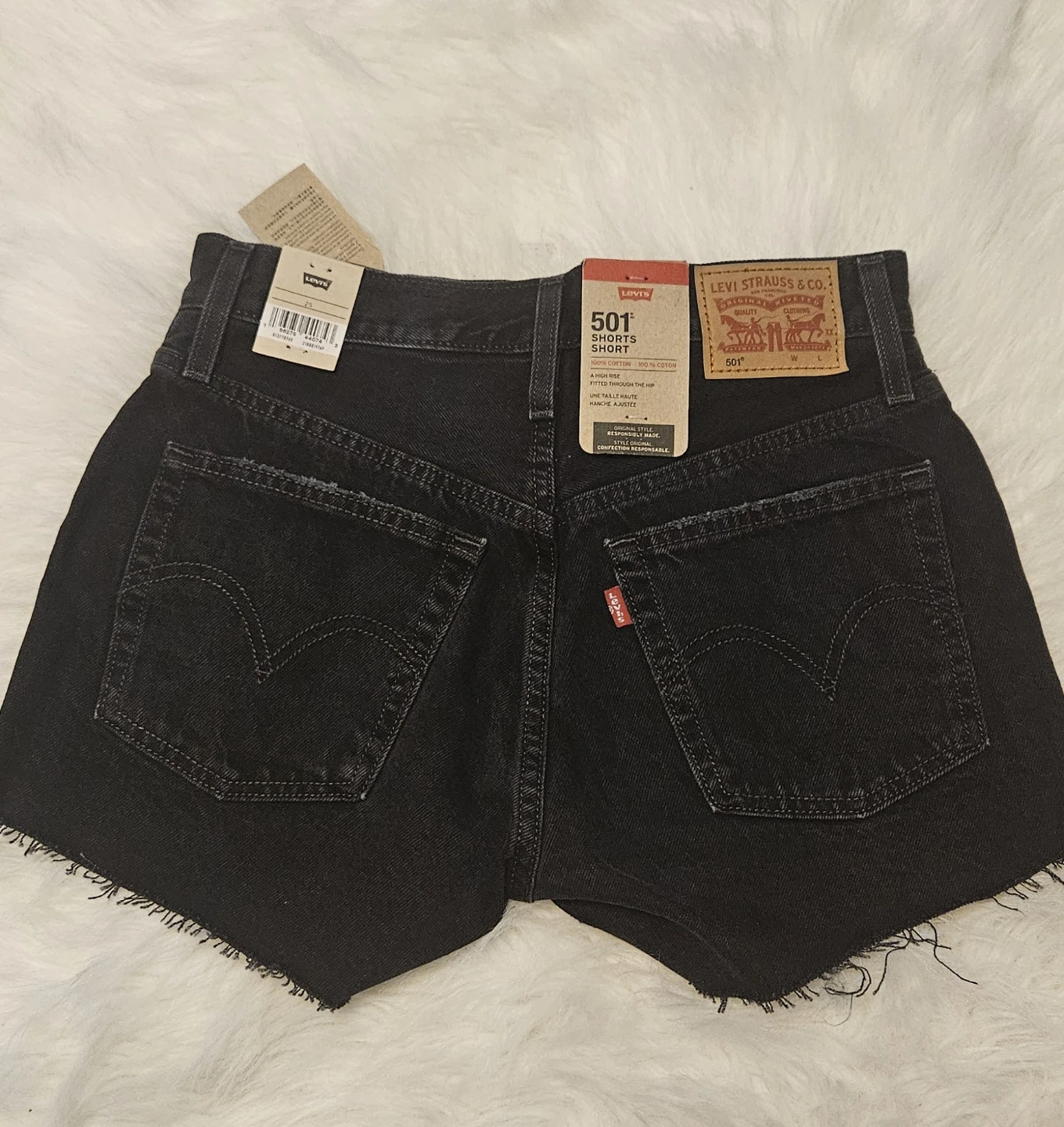 Levi's 501 Women's Black Denim Distressed Shorts Size 25 - photo 4