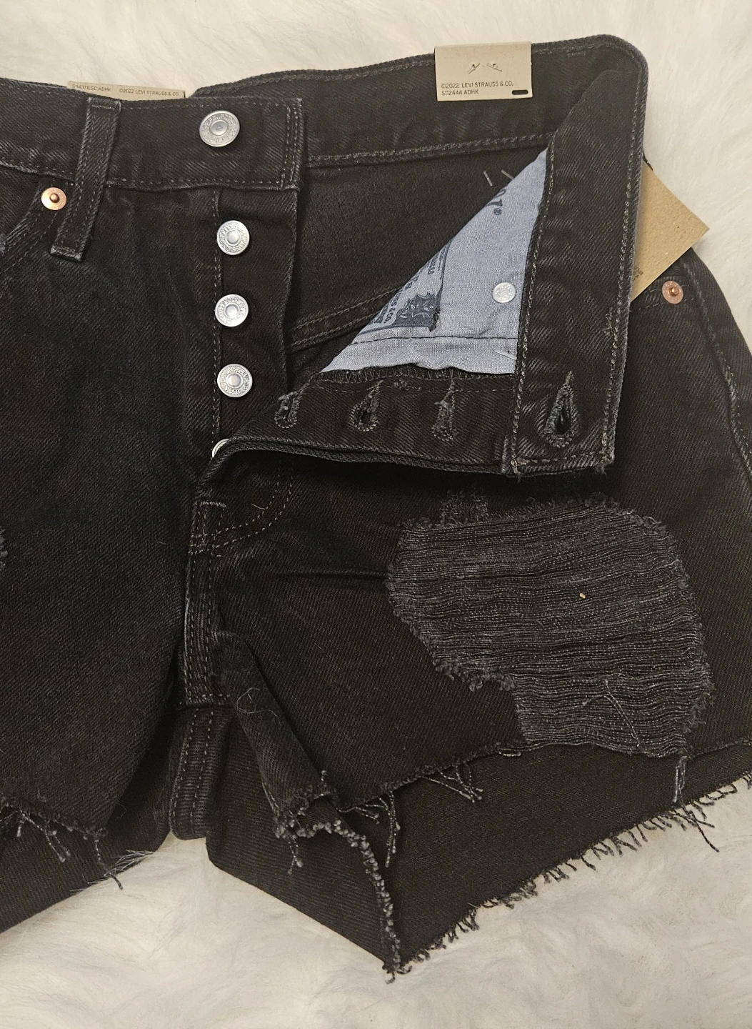 Levi's 501 Women's Black Denim Distressed Shorts Size 25 - photo 5