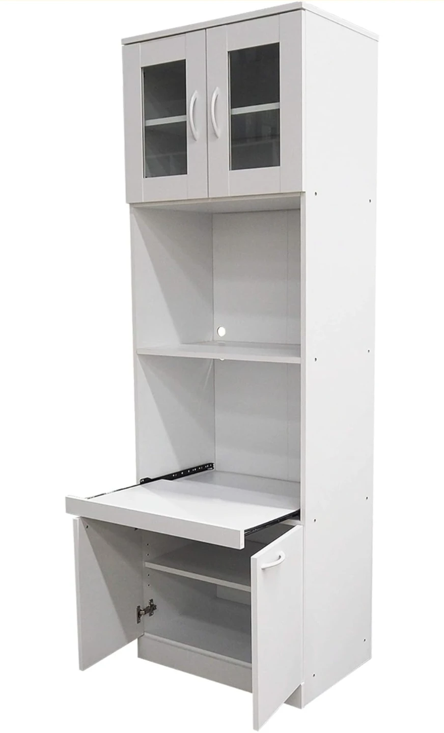 White Kitchen Storage Cabinet with Glass Doors - photo 3