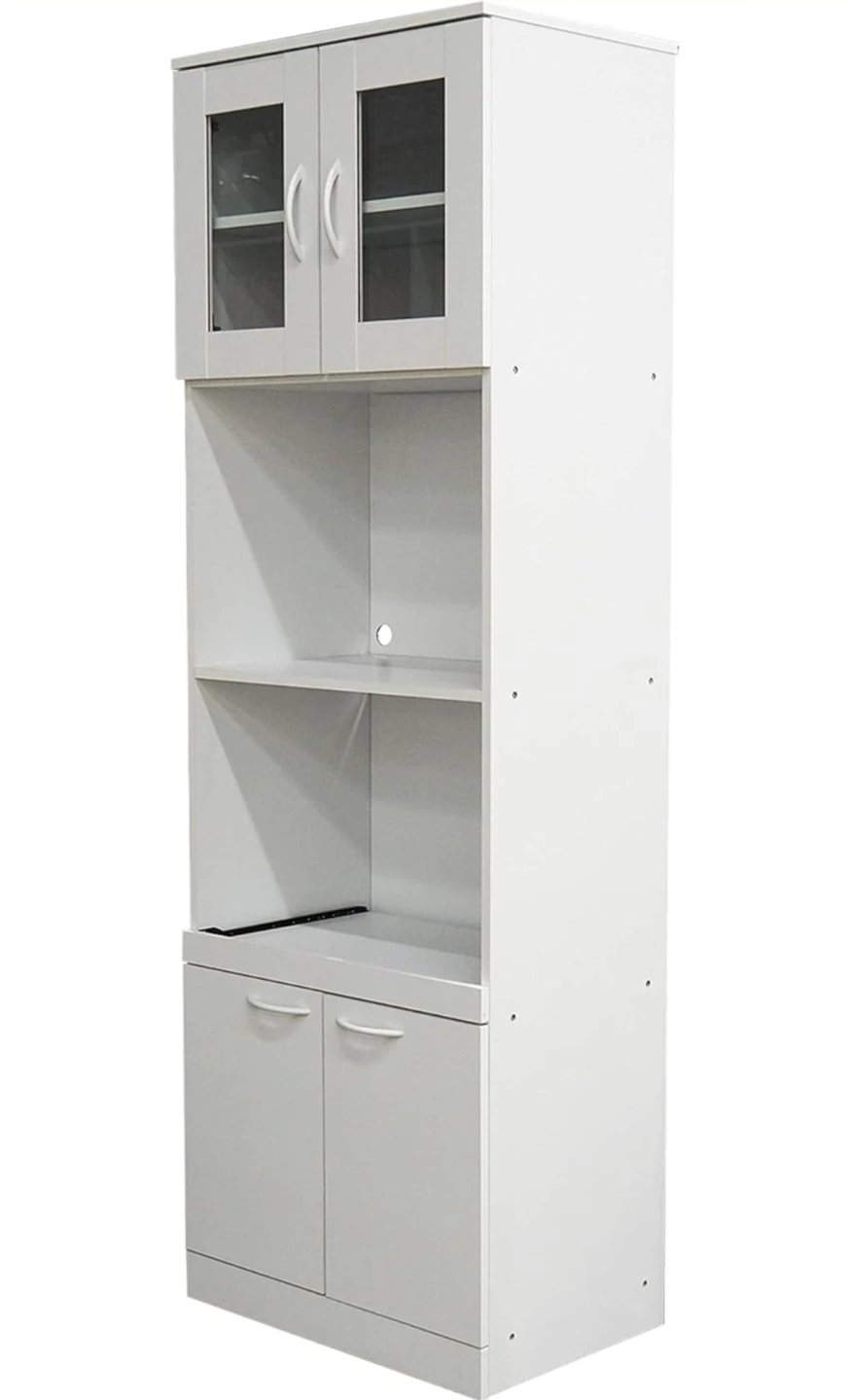 White Kitchen Storage Cabinet with Glass Doors - photo 4