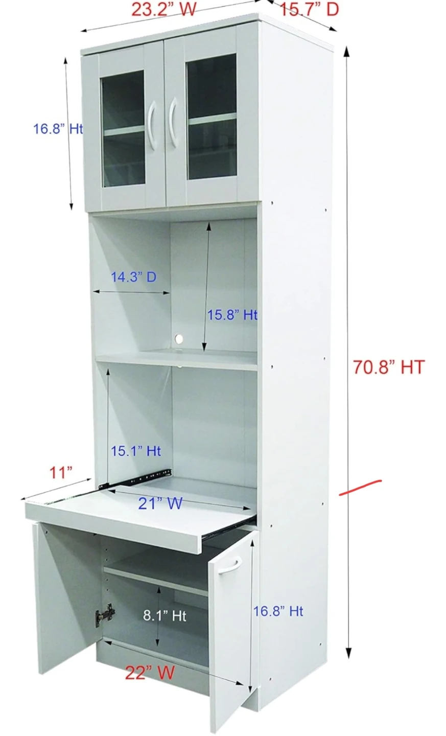 White Kitchen Storage Cabinet with Glass Doors - photo 5