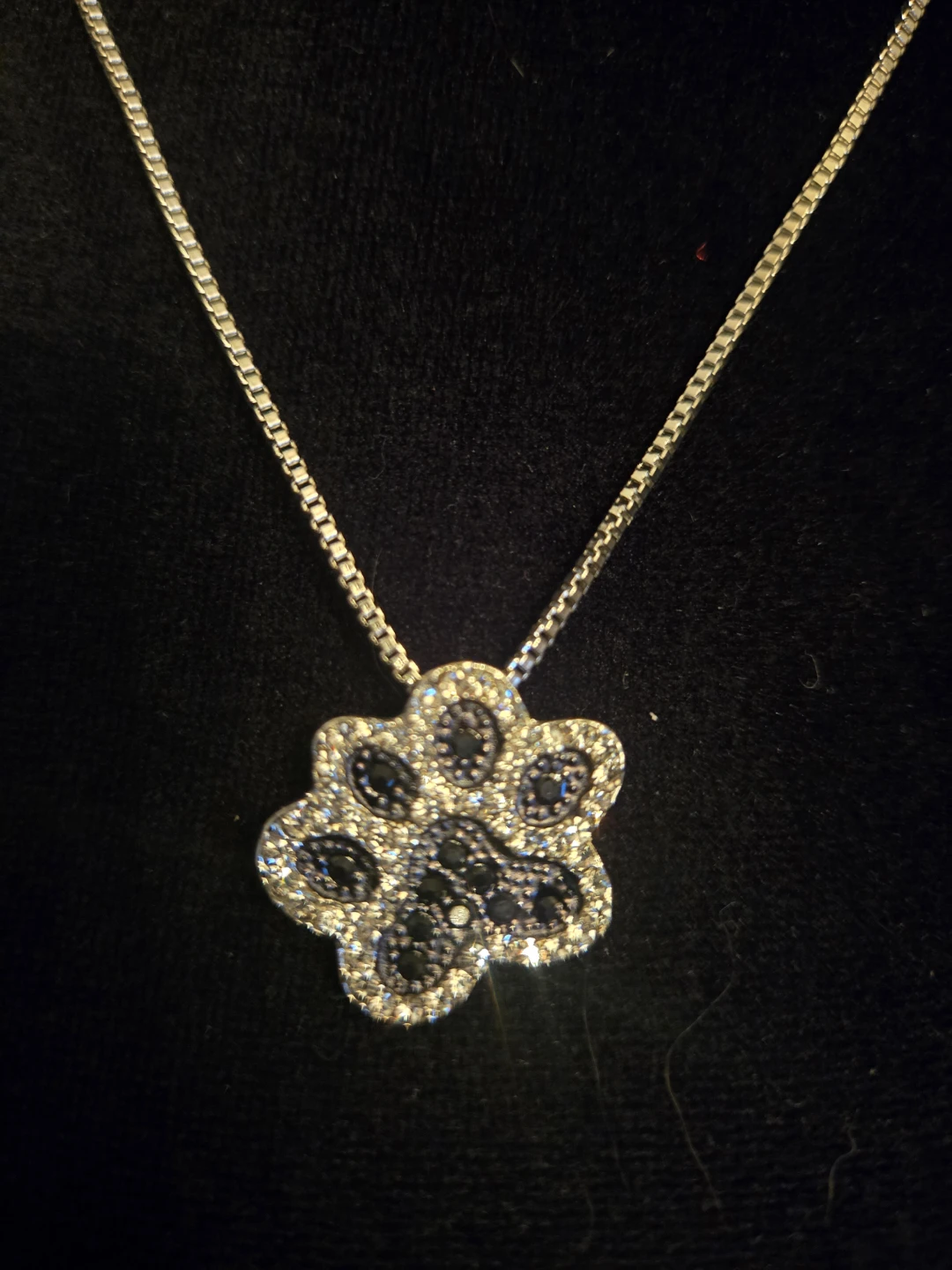 Sparkly Paw Print Pendant Necklace