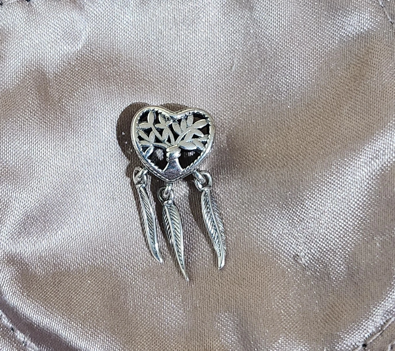 Heart Tree of Life Charm with Feathers Charm