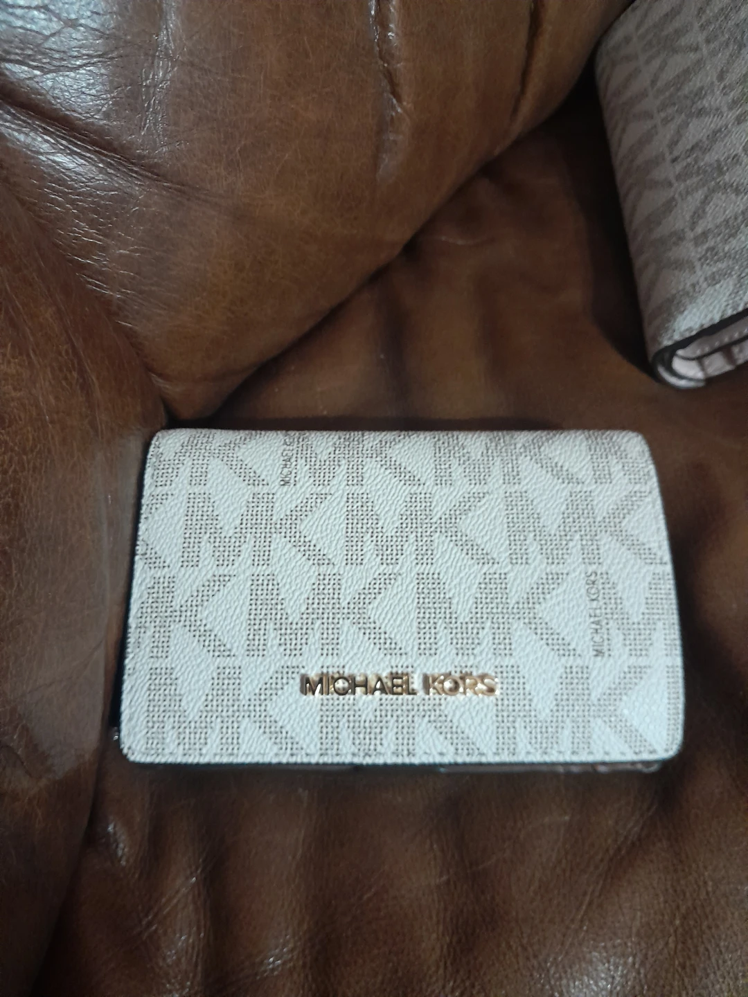 Michael Kors Jet Set MK Signature Wallet Vanilla/Luggage