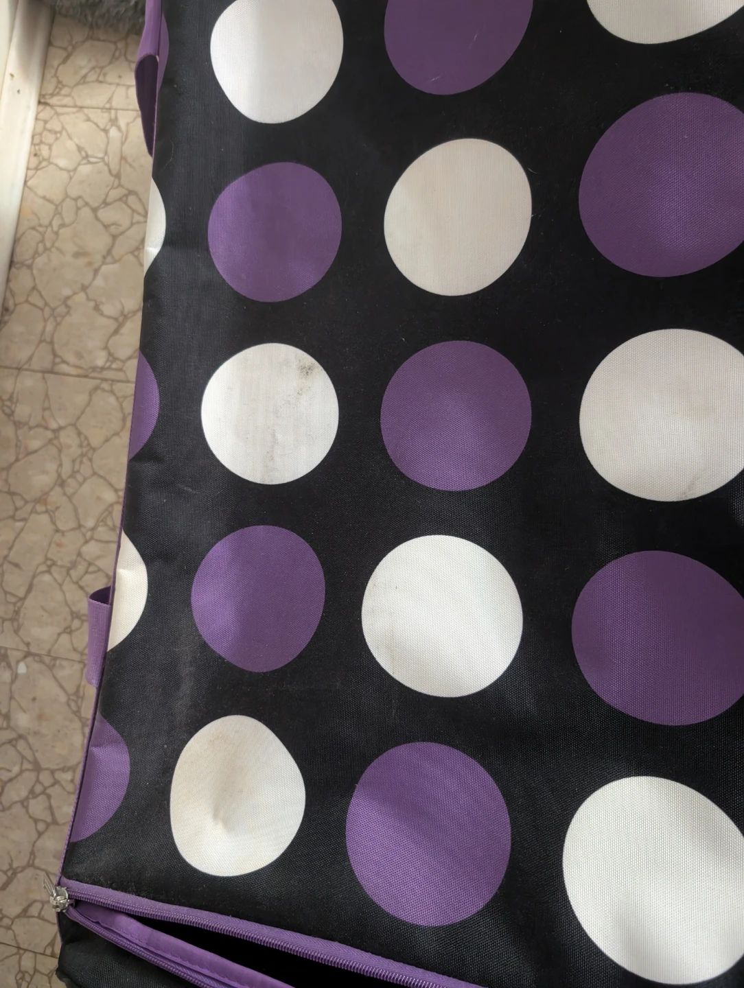 Purple and Black Polka Dot Rolling Travel Bag - photo 3