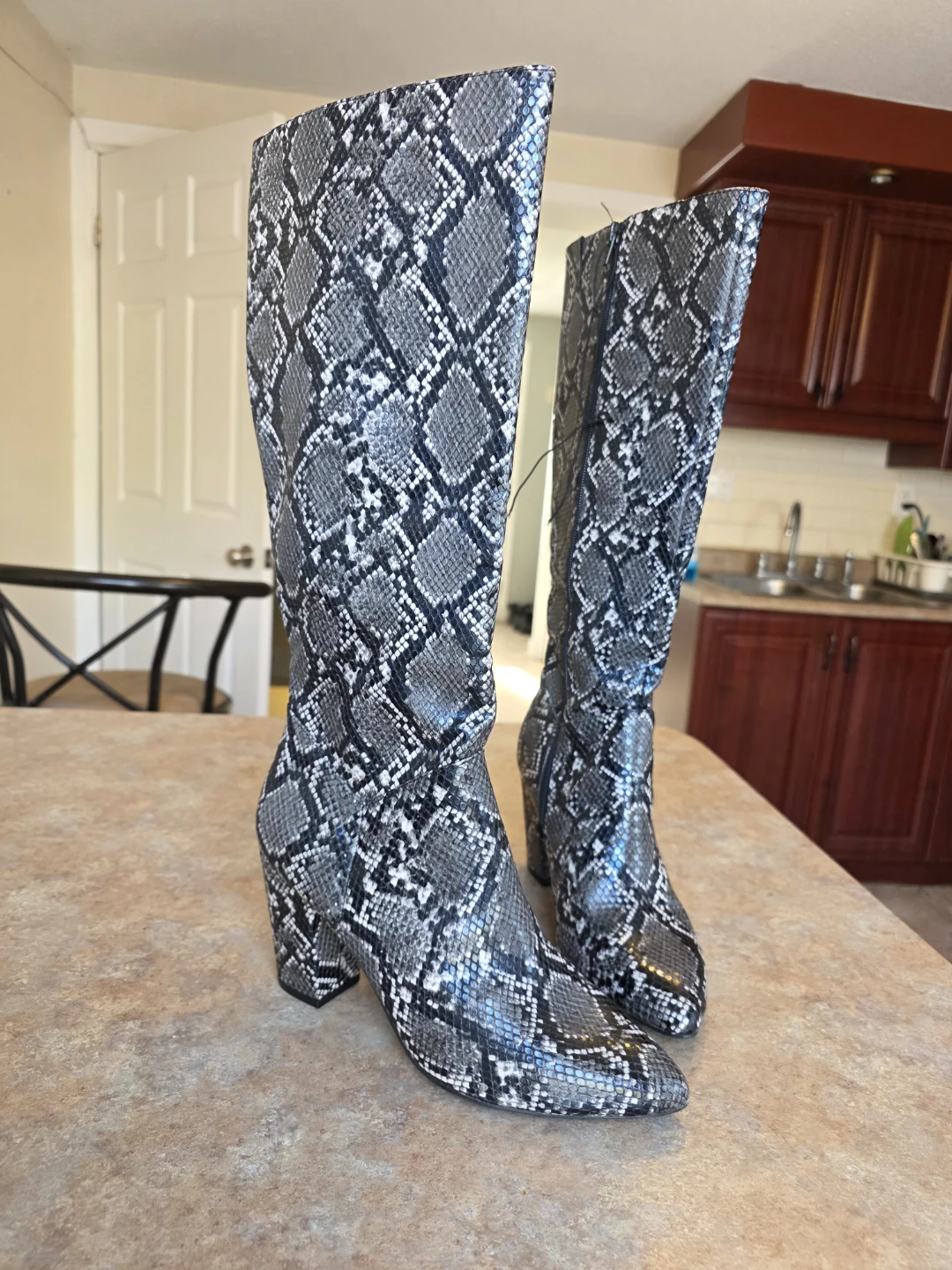 Knee-High Snake Print Boots - photo 2