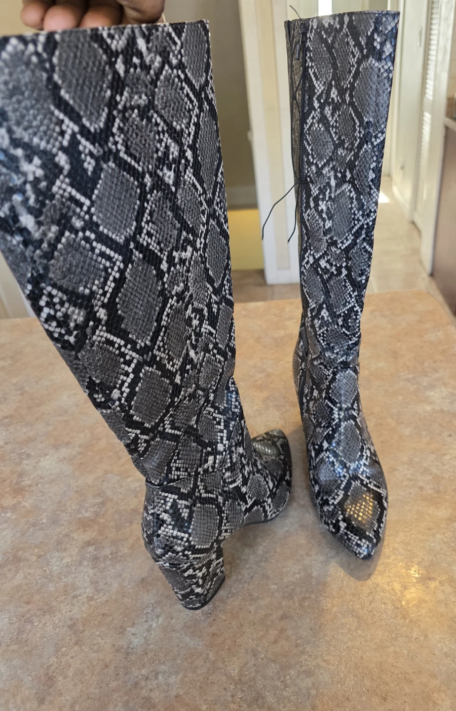 Knee-High Snake Print Boots - photo 3