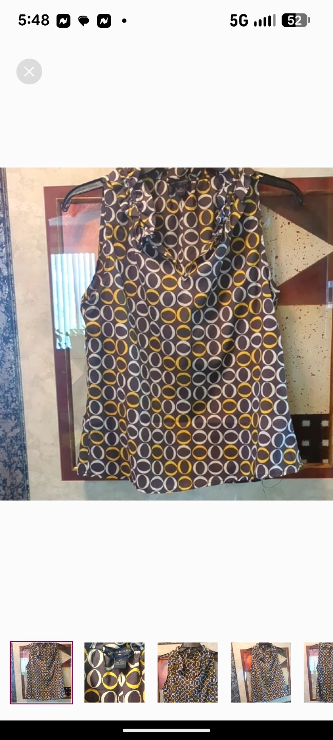 Banana Republic Ruffled Sleeveless Top in Brown and Black