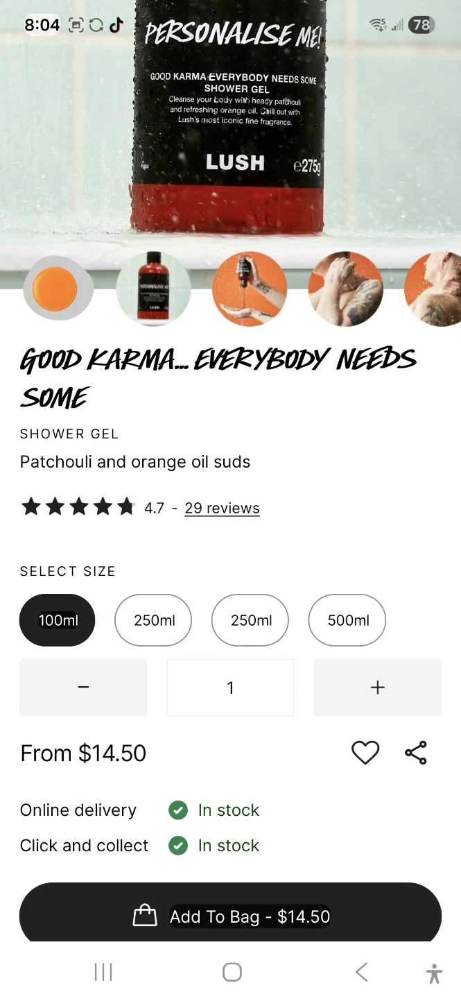 Lush Karma Shower Gel 100ml