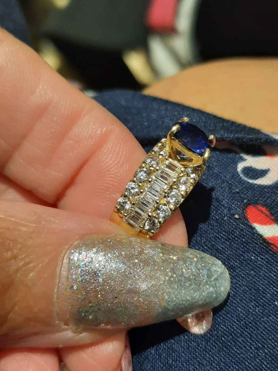 Genuine solid 14k yellow gold CZ ring created Sapphire - photo 3