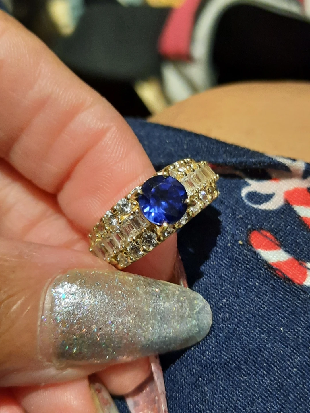 Genuine solid 14k yellow gold CZ ring created Sapphire - photo 4