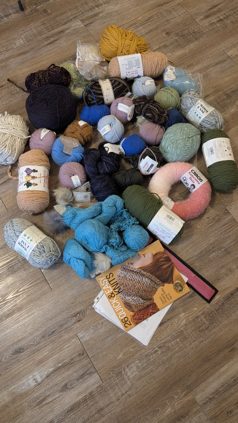 30+ Assorted Yarn Lot & Knitting Book