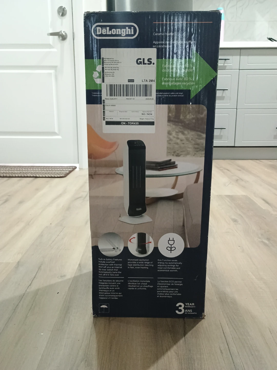 DeLonghi Ceramic Tower Heater with Remote