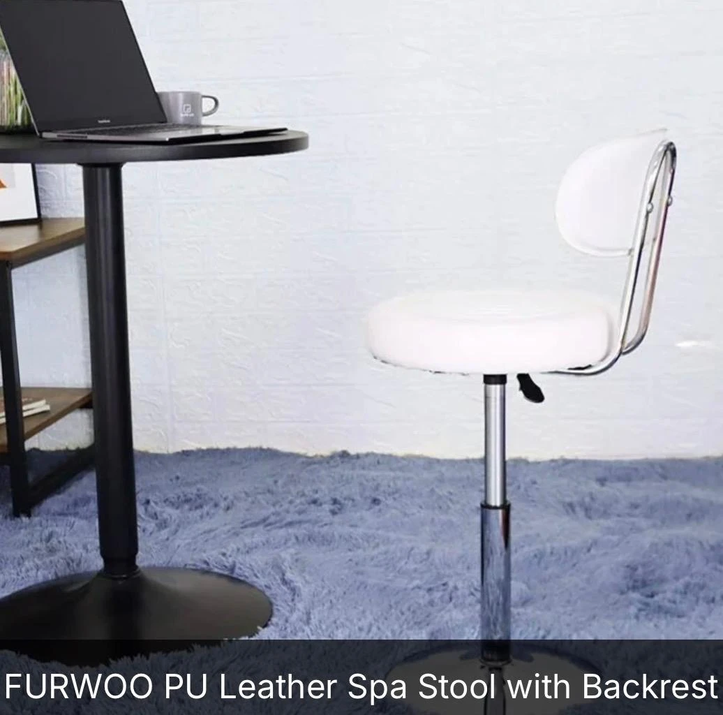 FURWOO PU Leather Spa Stool with Backrest