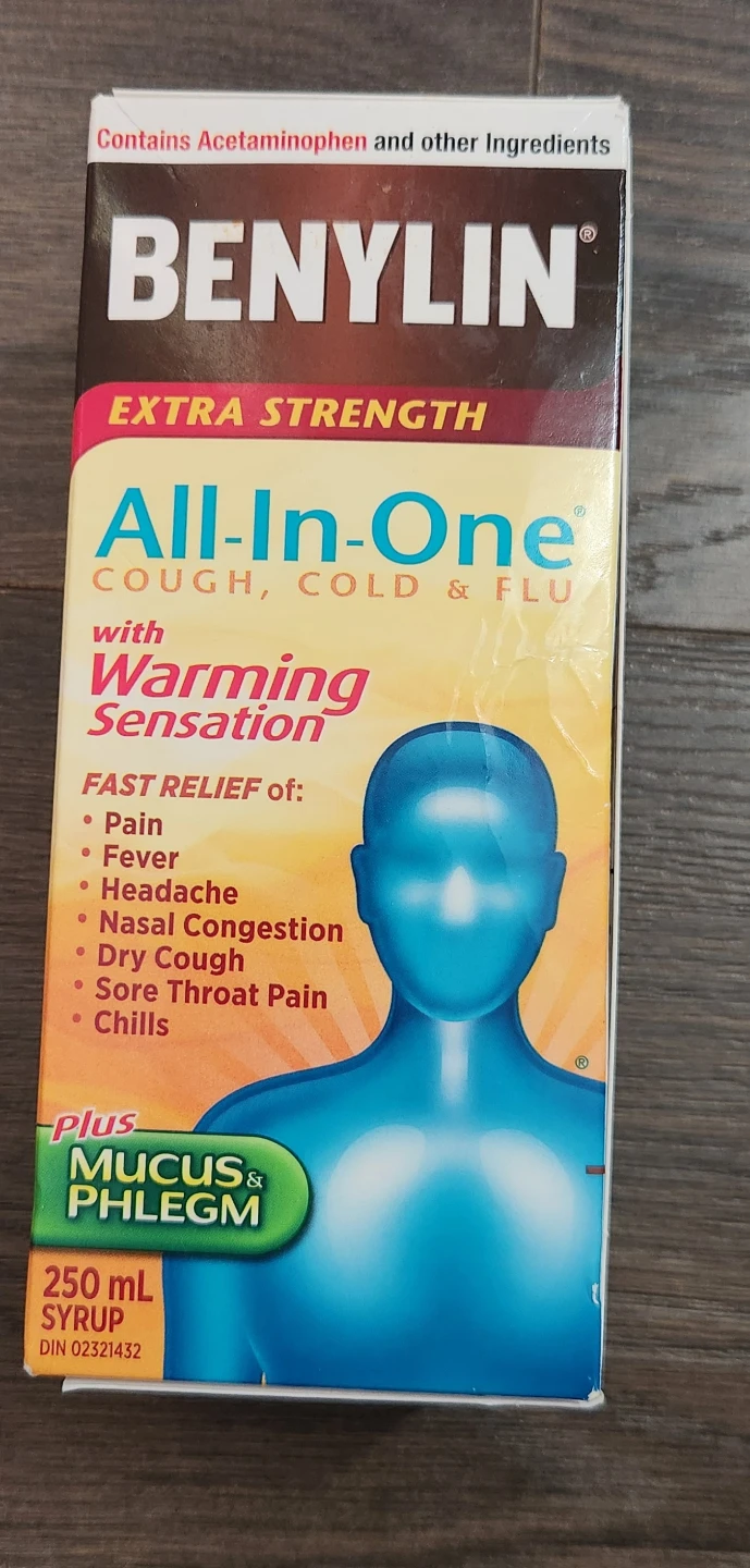 Benylin Extra Strength All-In-One Cough, Cold & Flu Syrup 250 mL