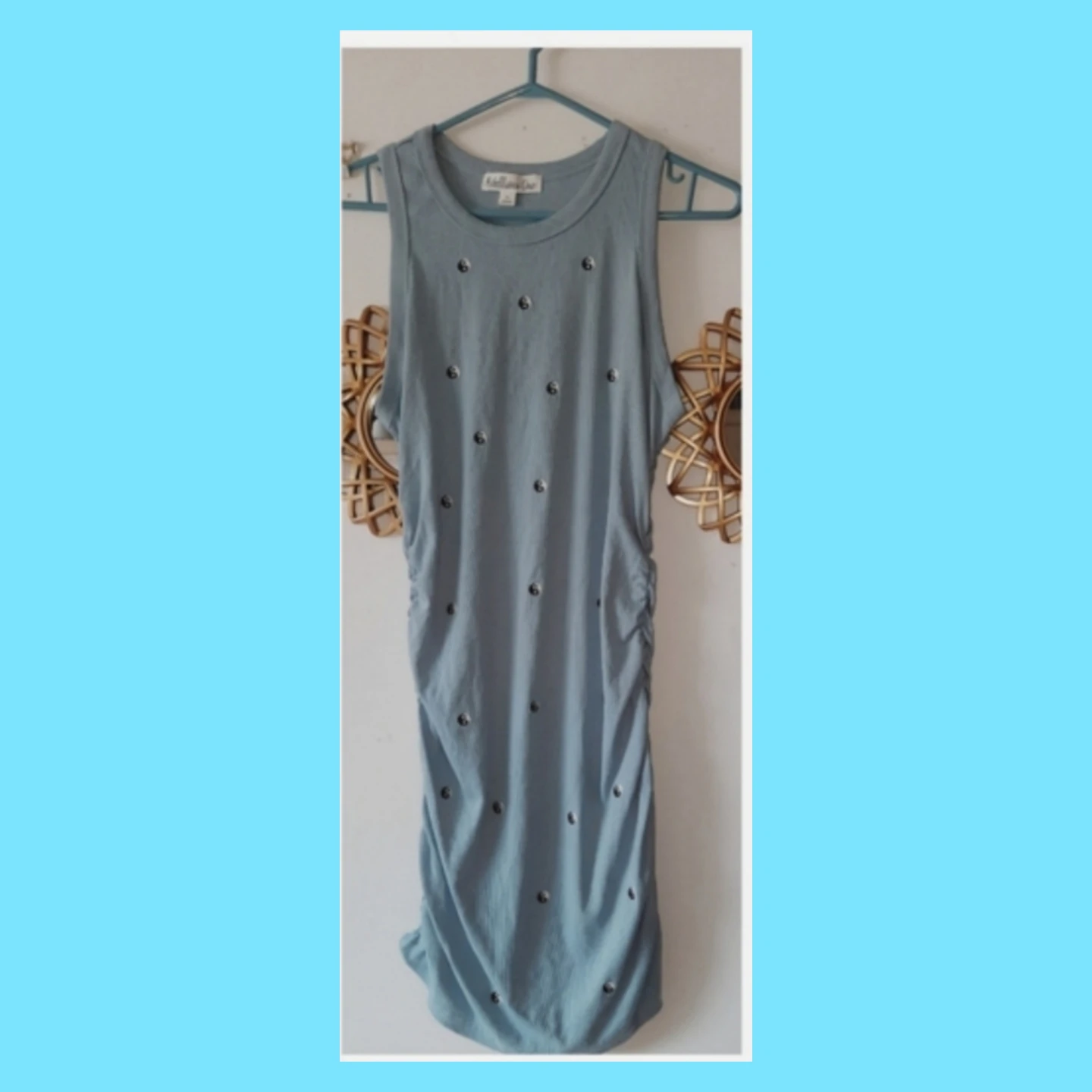 Ribbed Ruched Bodycom  Tank Dress with Embellishments