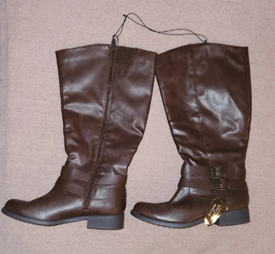 Style & Co. Women's Brown Faux Leather Knee-High Boots Size 8.5