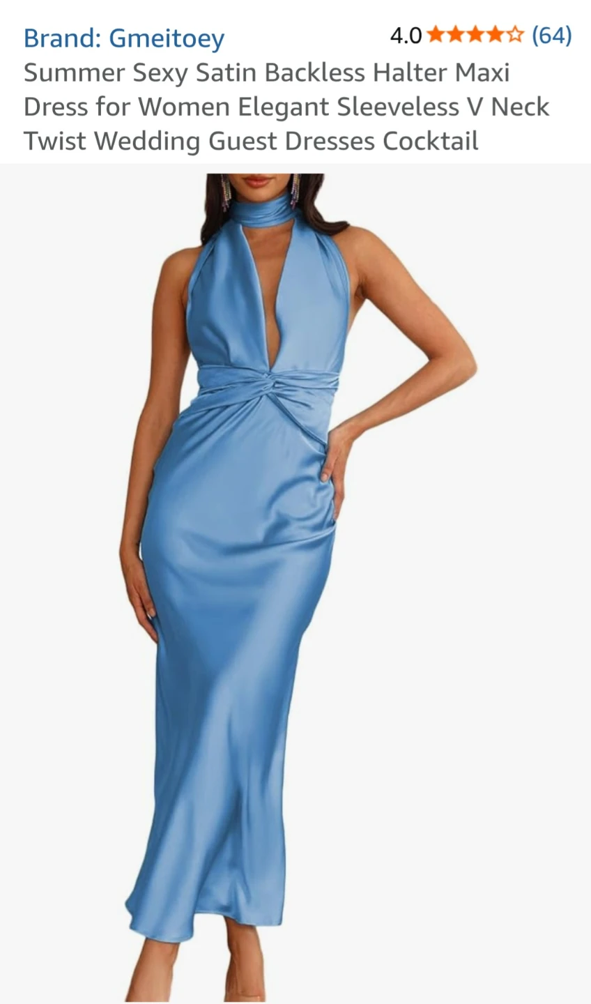 BNWT Summer Sexy Satin Backless Elegant Dress