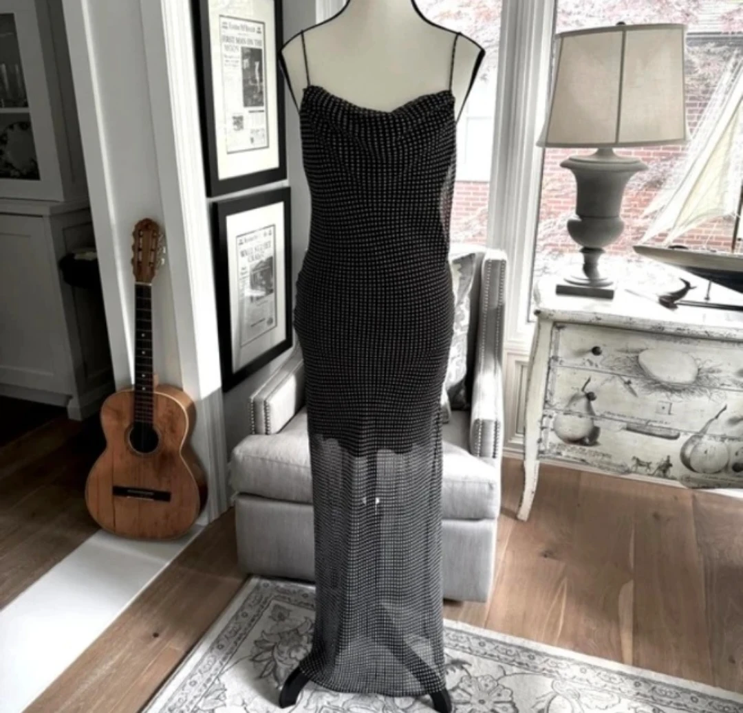 Urban Outfitters Rosalie Maxi Slip Dress Black polka - photo 5