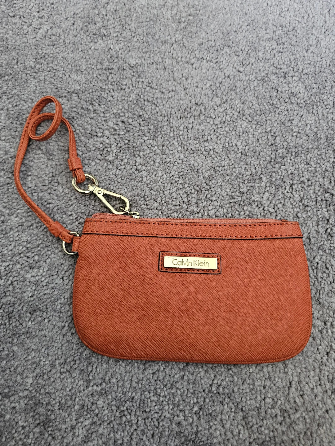 Calvin Klein Orange Wristlet Pouch