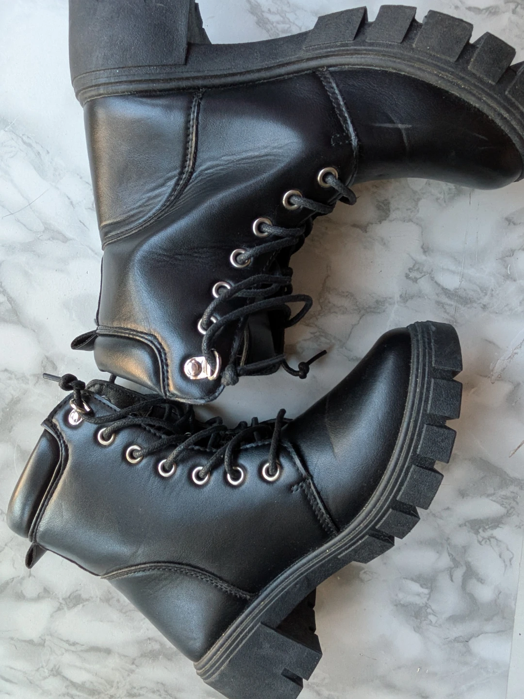 Black Lace-Up Combat Boots SIZE 7 LADIES - photo 4
