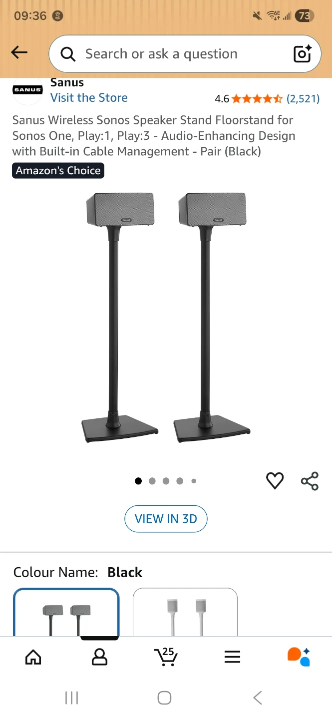 Sanus Wireless Sonos Speaker Stand Floorstands - Pair (Black) - photo 4