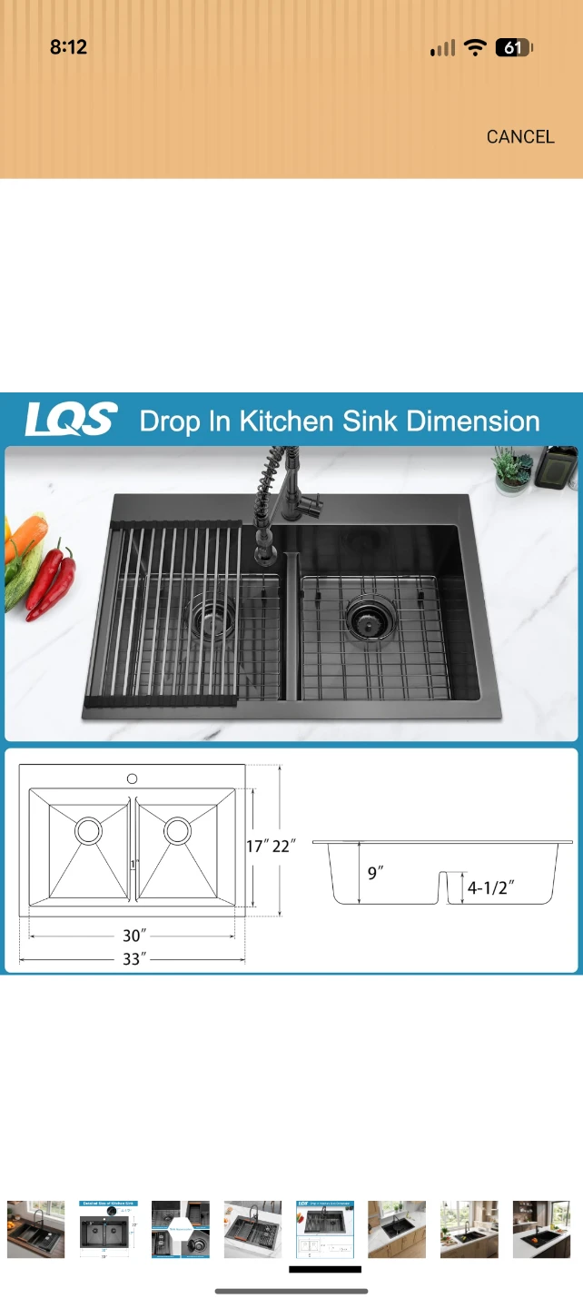 LQS Drop-In Kitchen Sink - Double Bowl with Accessories - photo 5